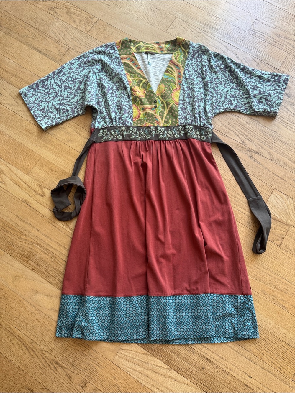 Matilda Jane You and Me Mixed-Print Dress, size large